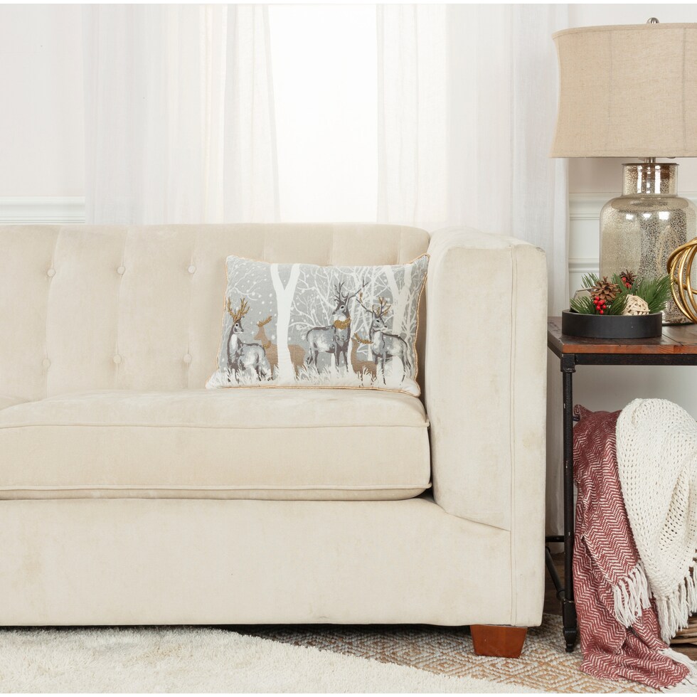 snowy scene gray pillow   
