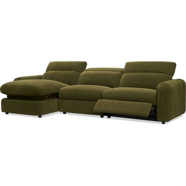 Soho Dual-Power Reclining 3-Piece Sectional with Left-Facing Adjustable Base Chaise - Peat