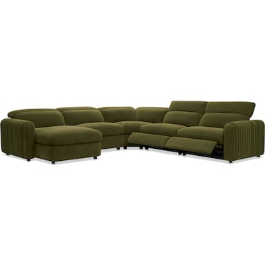 Soho Dual-Power Reclining 5-Piece Sectional with Left-Facing Adjustable Base Chaise - Peat