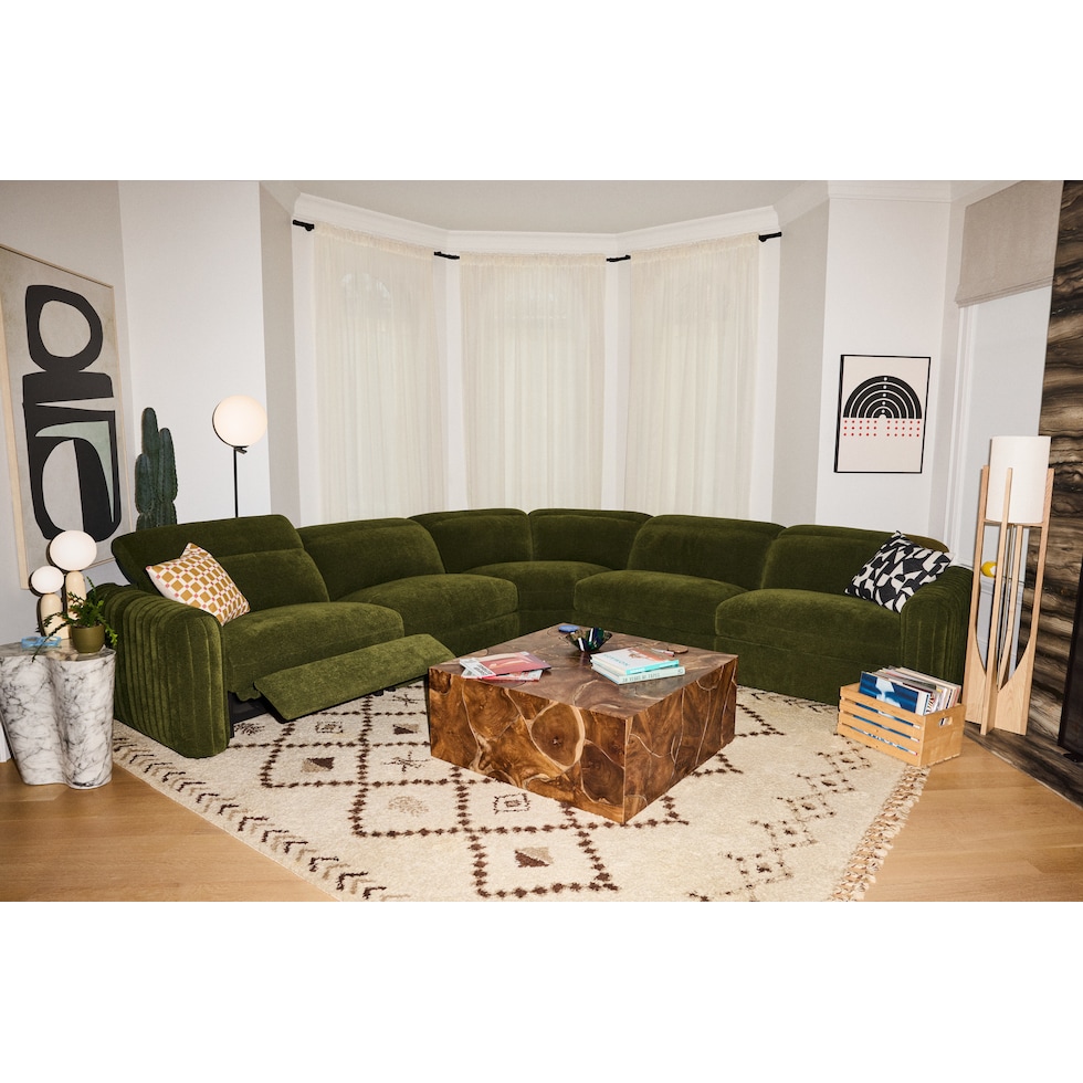 soho green sectional   