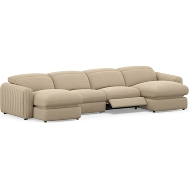 Soho Dual-Power Reclining 4-Piece Sectional with Dual Adjustable Base Chaises - Sand