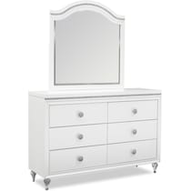 sophia youth white dresser & mirror   