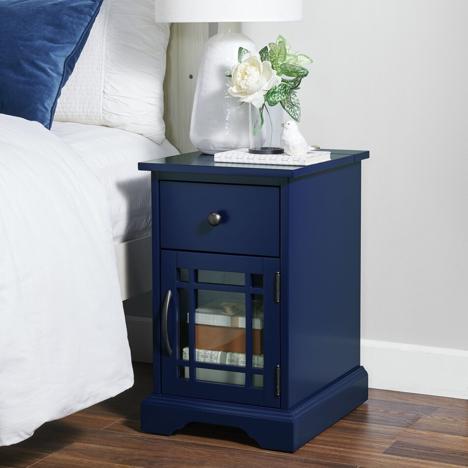 Sophia Charging Side Table Blue American Signature Furniture