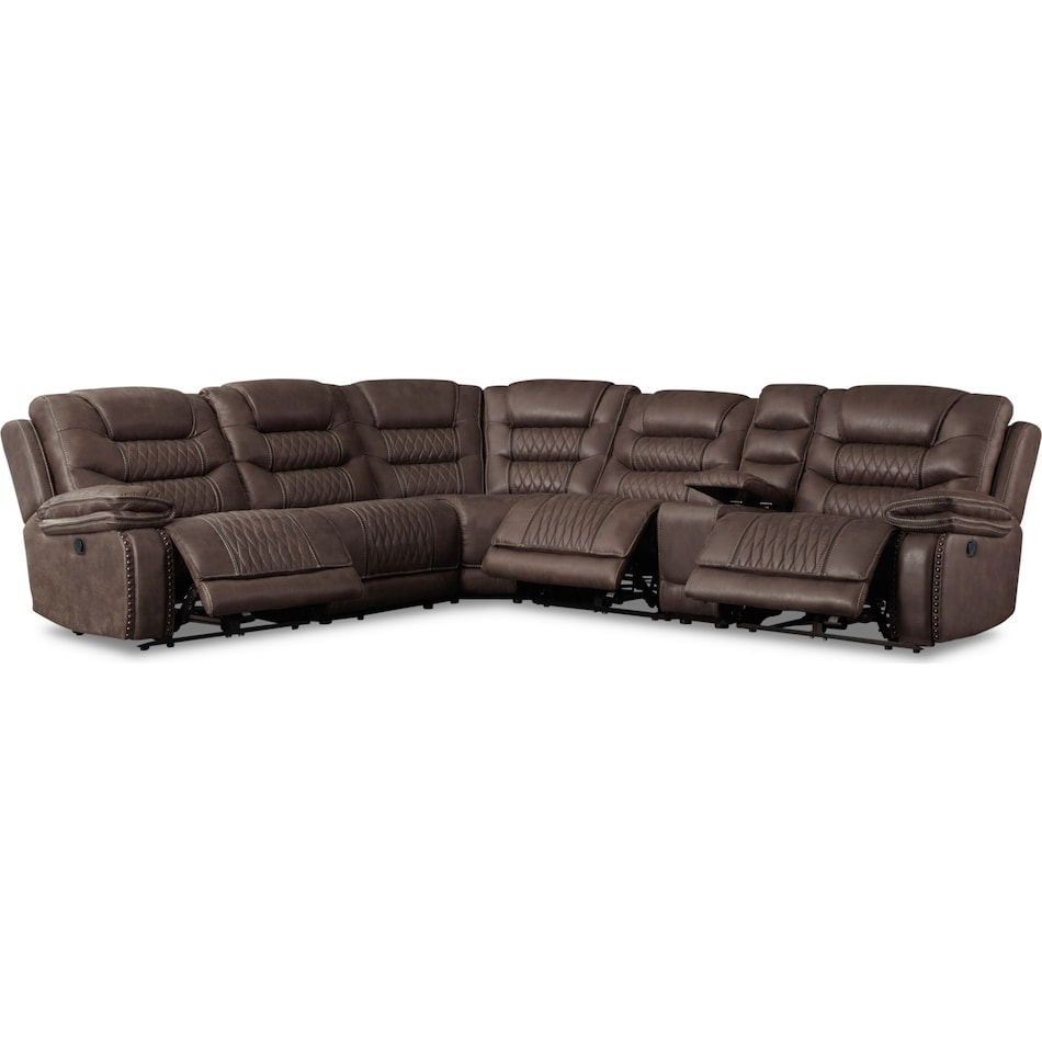 sorrento dark brown  pc reclining sectional   