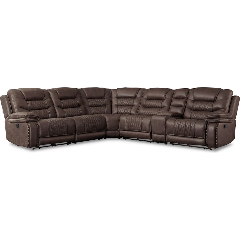 sorrento dark brown  pc reclining sectional   