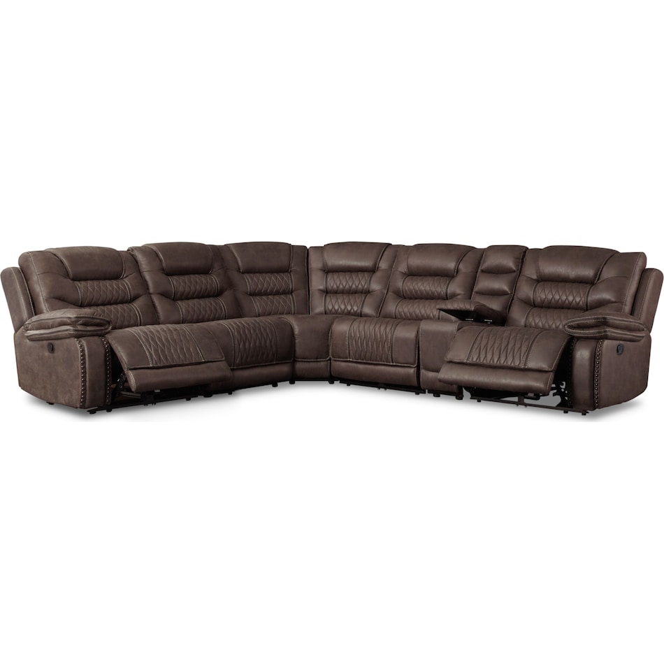 sorrento dark brown  pc reclining sectional   