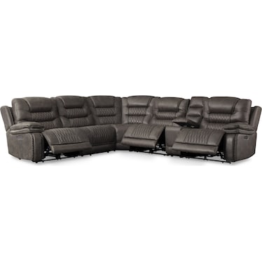 Sorrento 6-Piece Dual-Power Reclining Sectional with 3 Reclining Seats - Gray