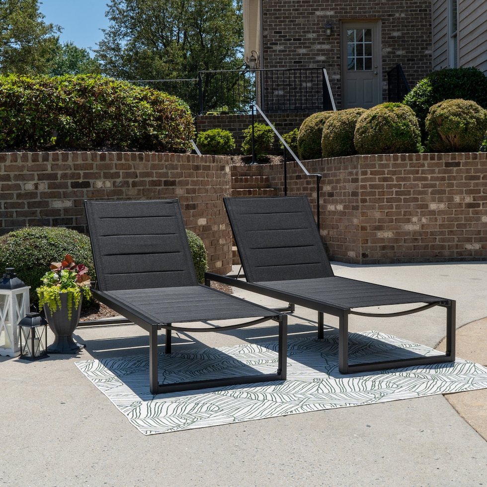 south hampton black outdoor chaise set   