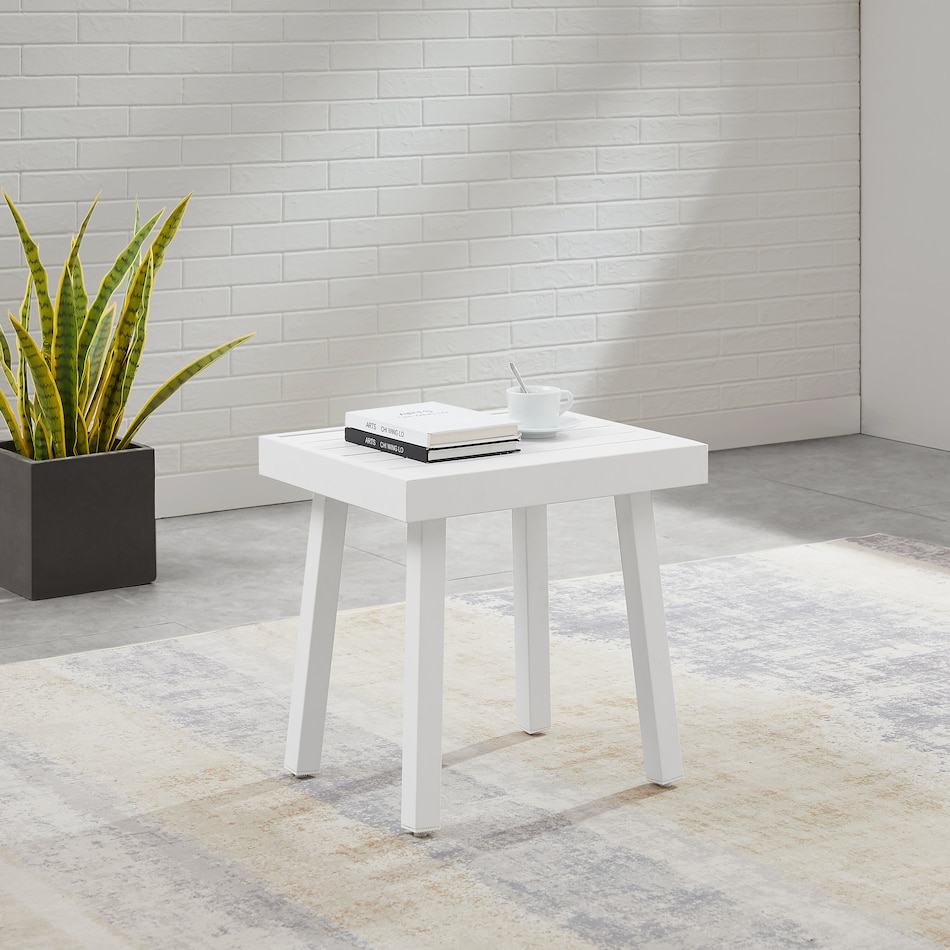 south hampton white outdoor side table   