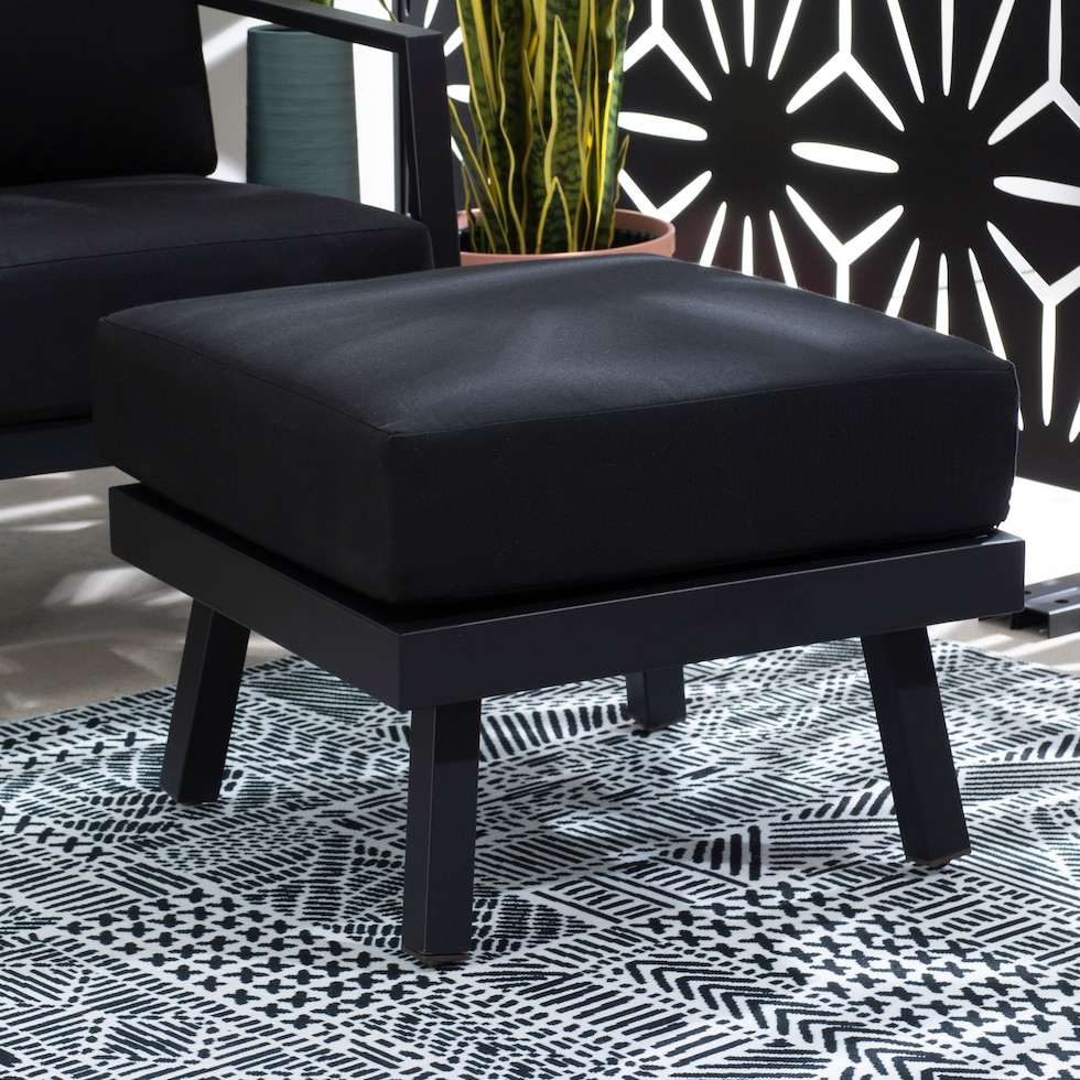 southhampton black outdoor ottoman   