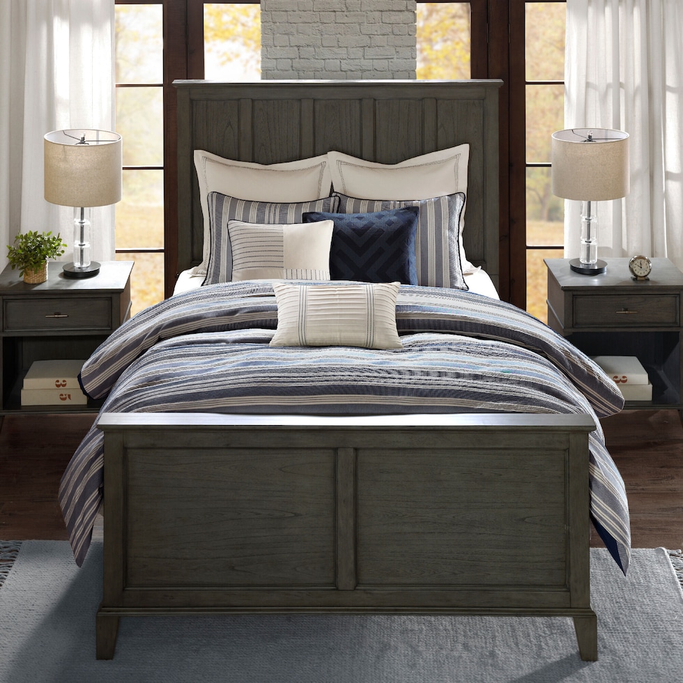 spencer blue queen bedding set   