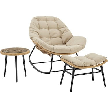 Springdale Outdoor Rocking Chair, Ottoman and End Table Set