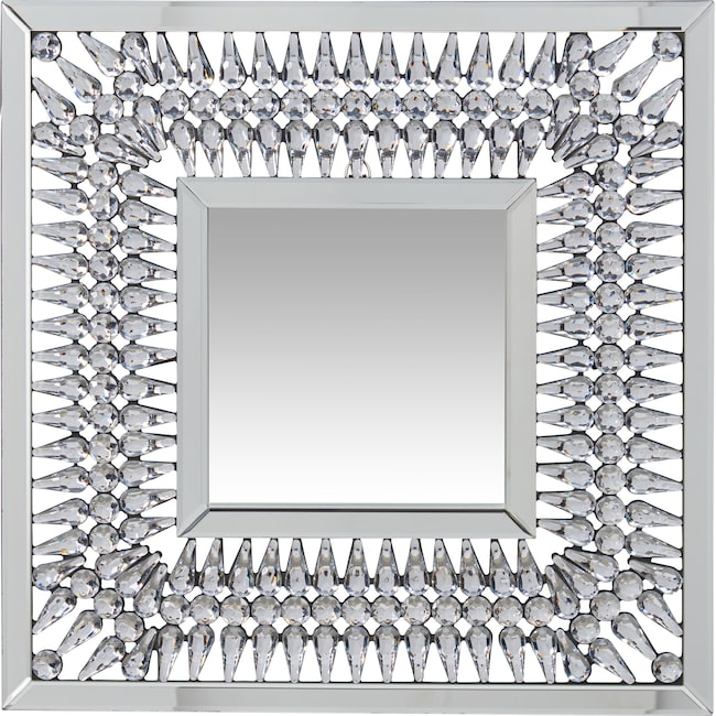 Home Accessories - Square Crystal Spoke Wall Mirror