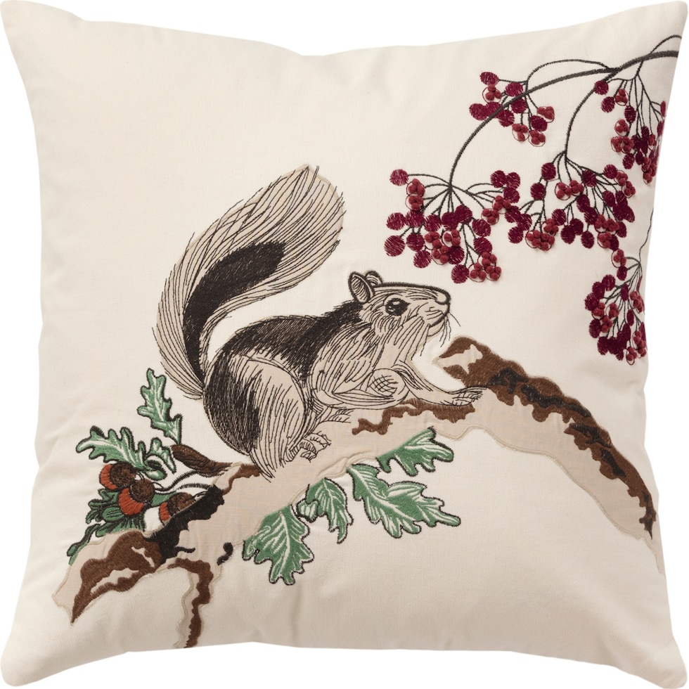 squirrel neutral accent pillow   