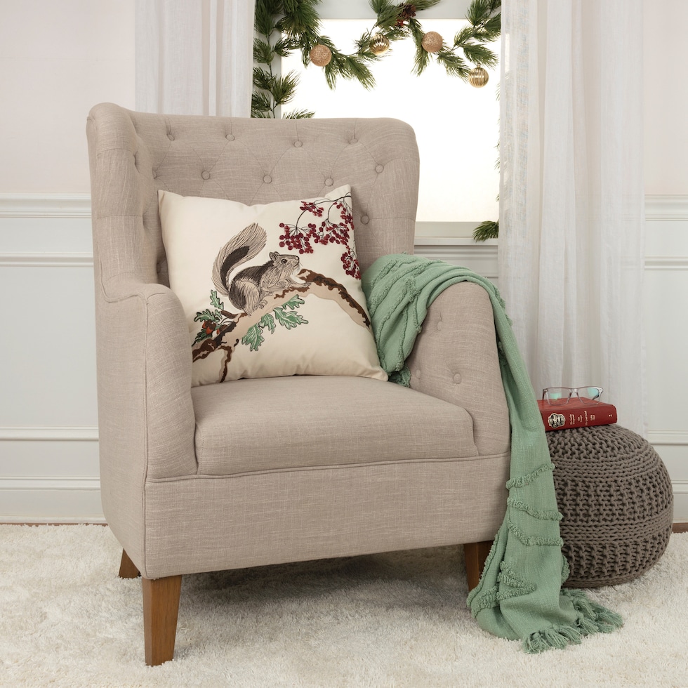 squirrel neutral accent pillow   