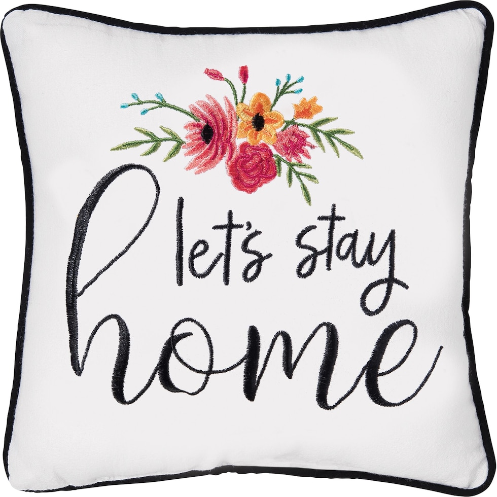 stay home white accent pillow   