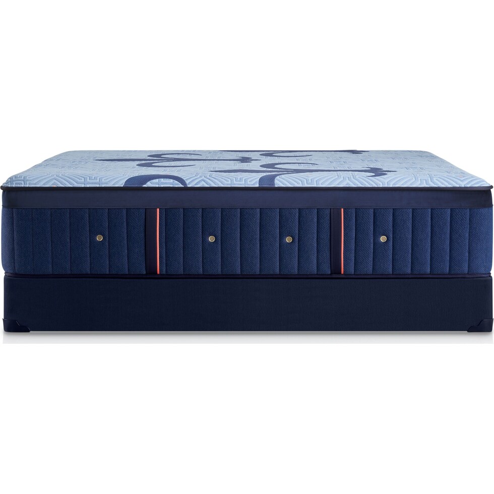 stearns & foster lux hybrid blue king mattress low profile foundation set   