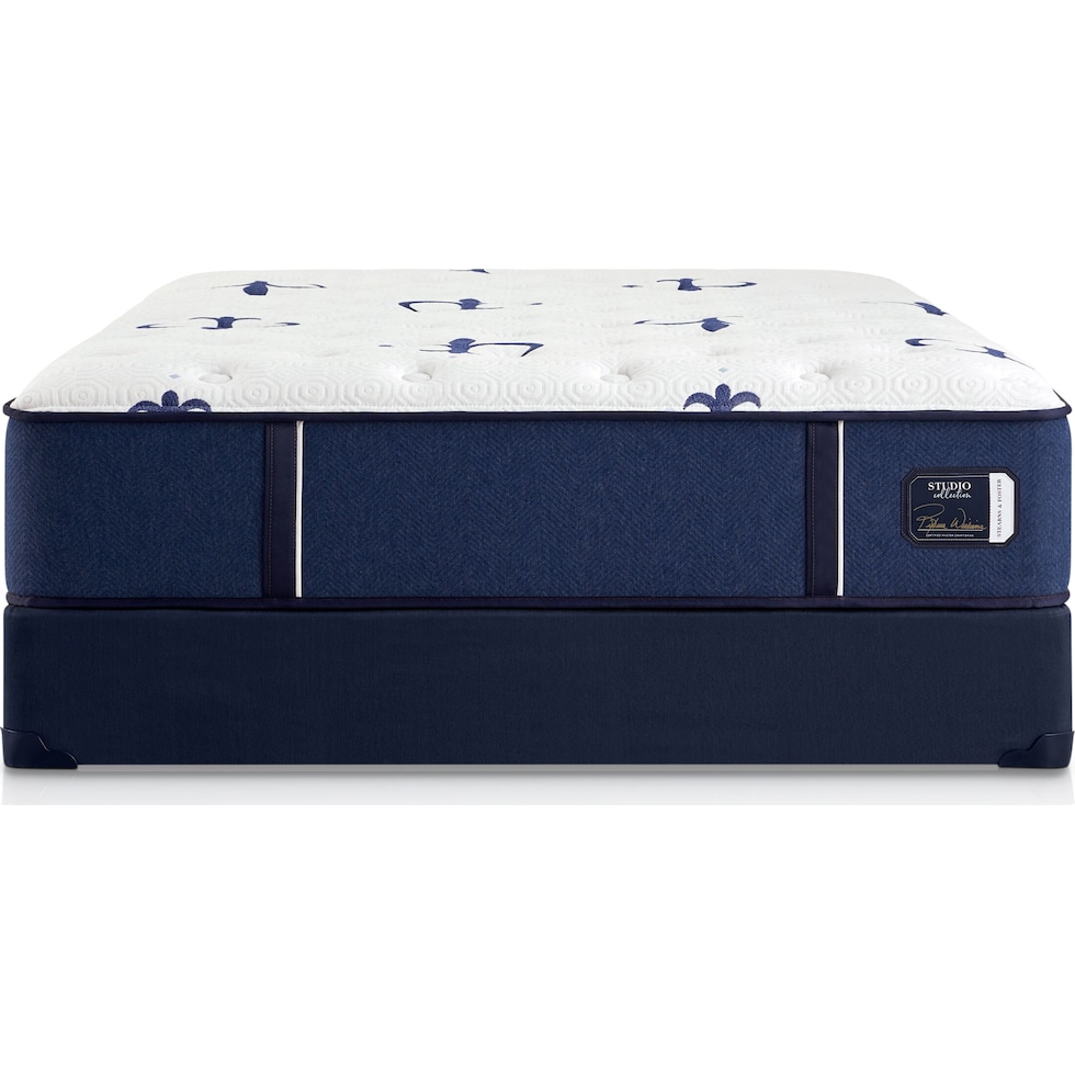 stearns & foster studio blue queen mattress split low profile foundation set   
