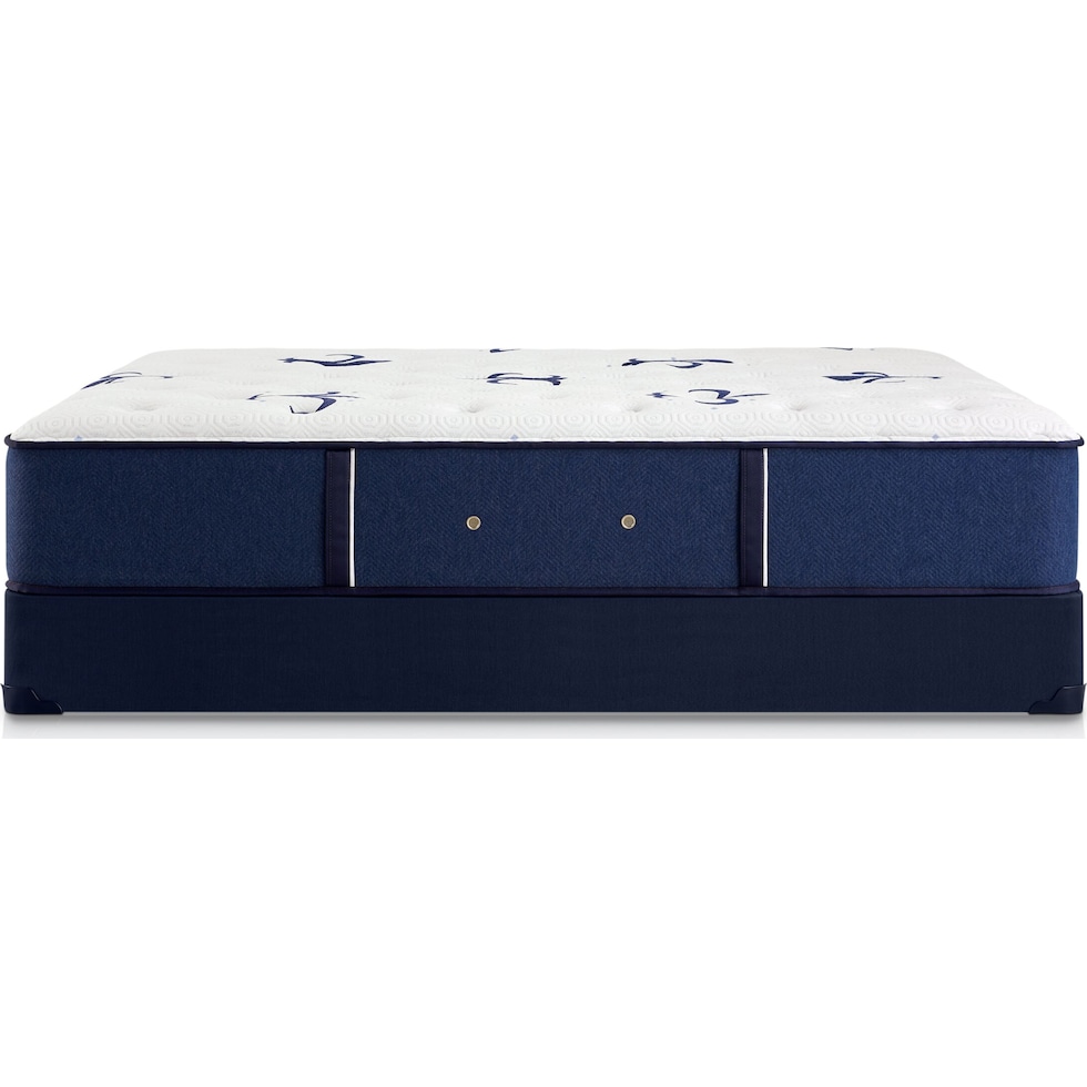stearns & foster studio blue queen mattress split low profile foundation set   