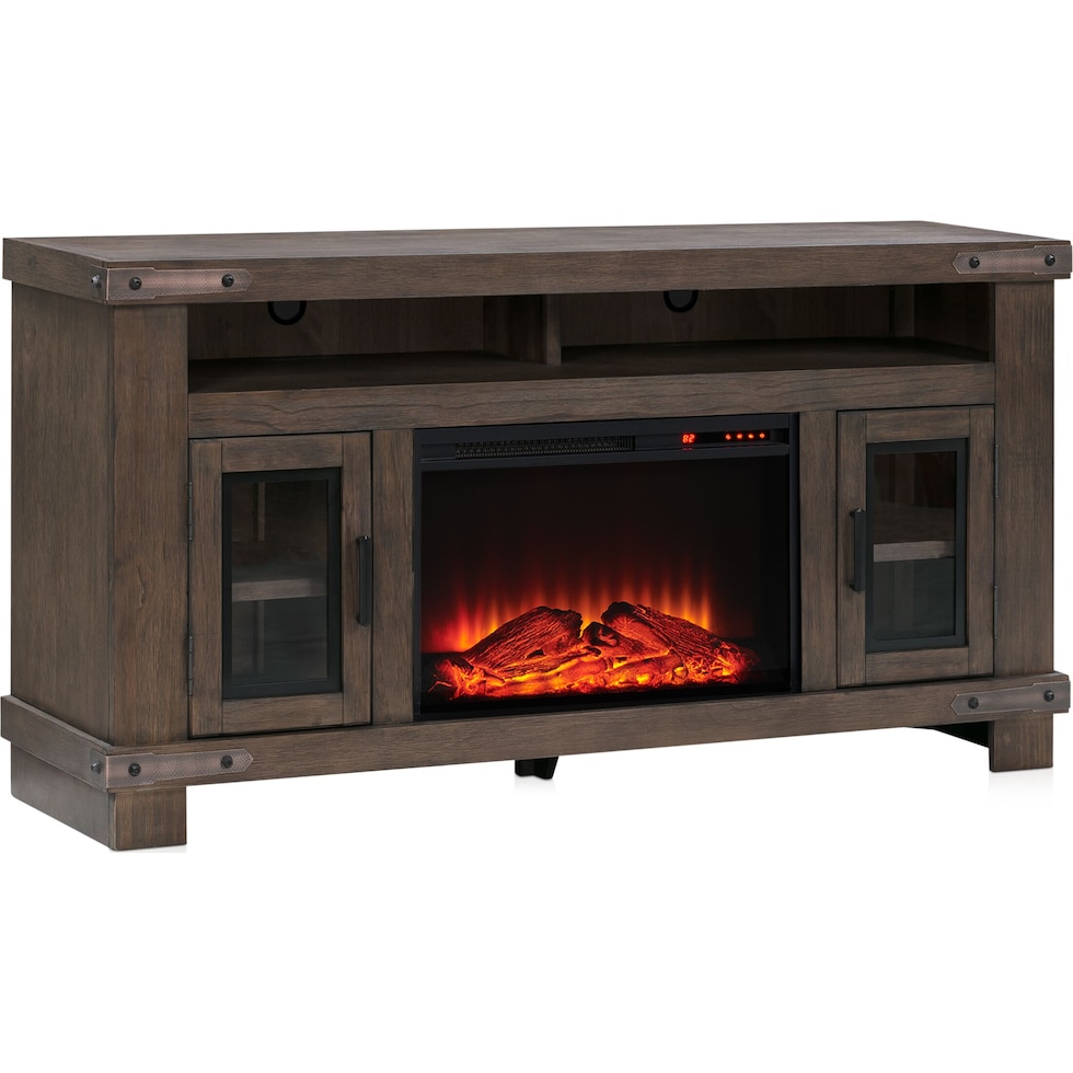 sterling entertainment dark brown fireplace tv stand   