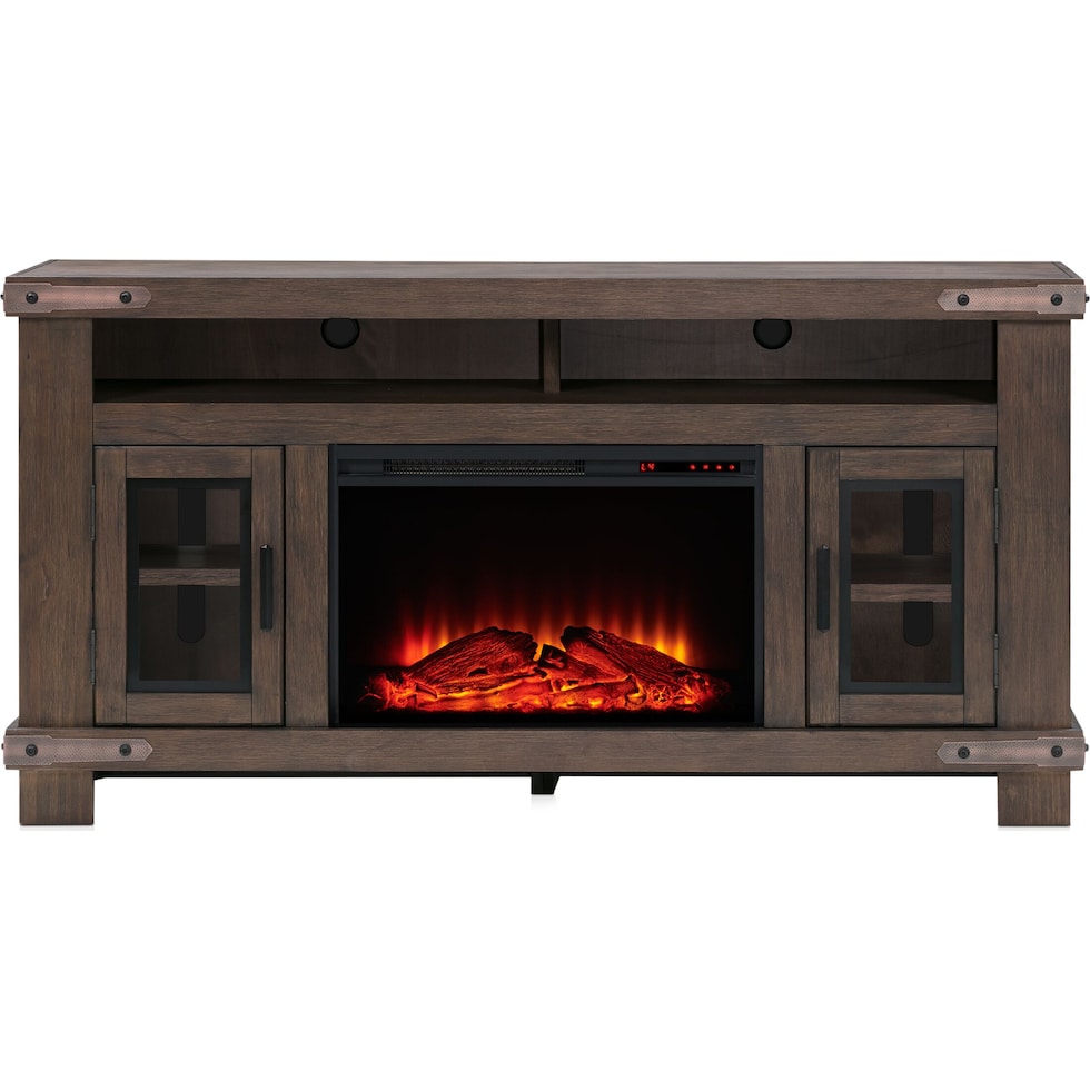 sterling entertainment dark brown fireplace tv stand   