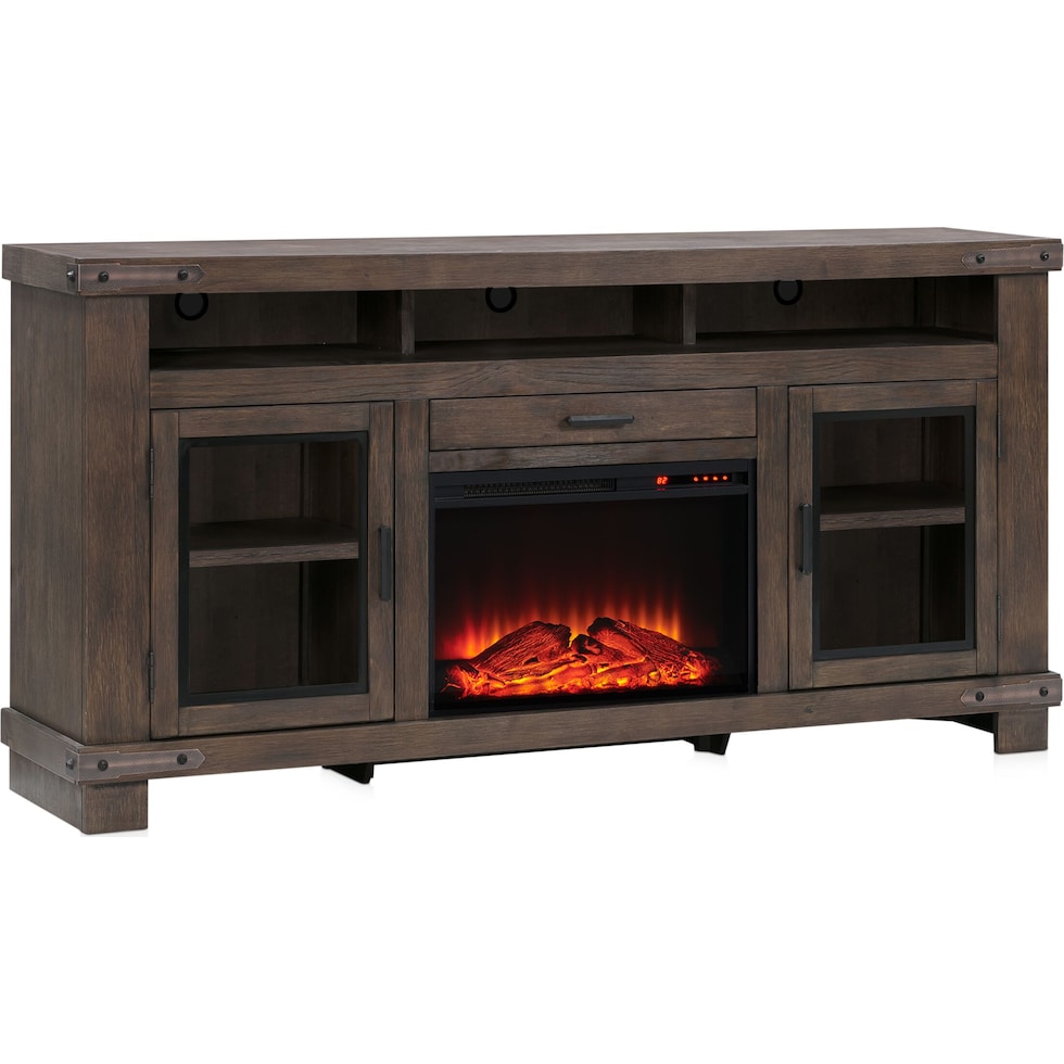 sterling entertainment dark brown fireplace tv stand   