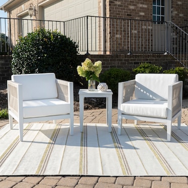 Stonehaven Outdoor Side Table and 2 Lounge Chairs