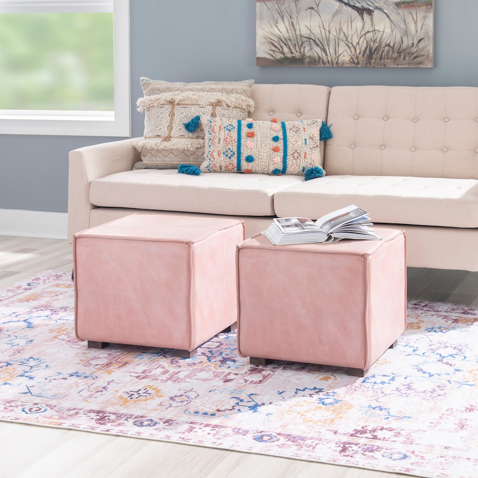 stowe pink ottoman   