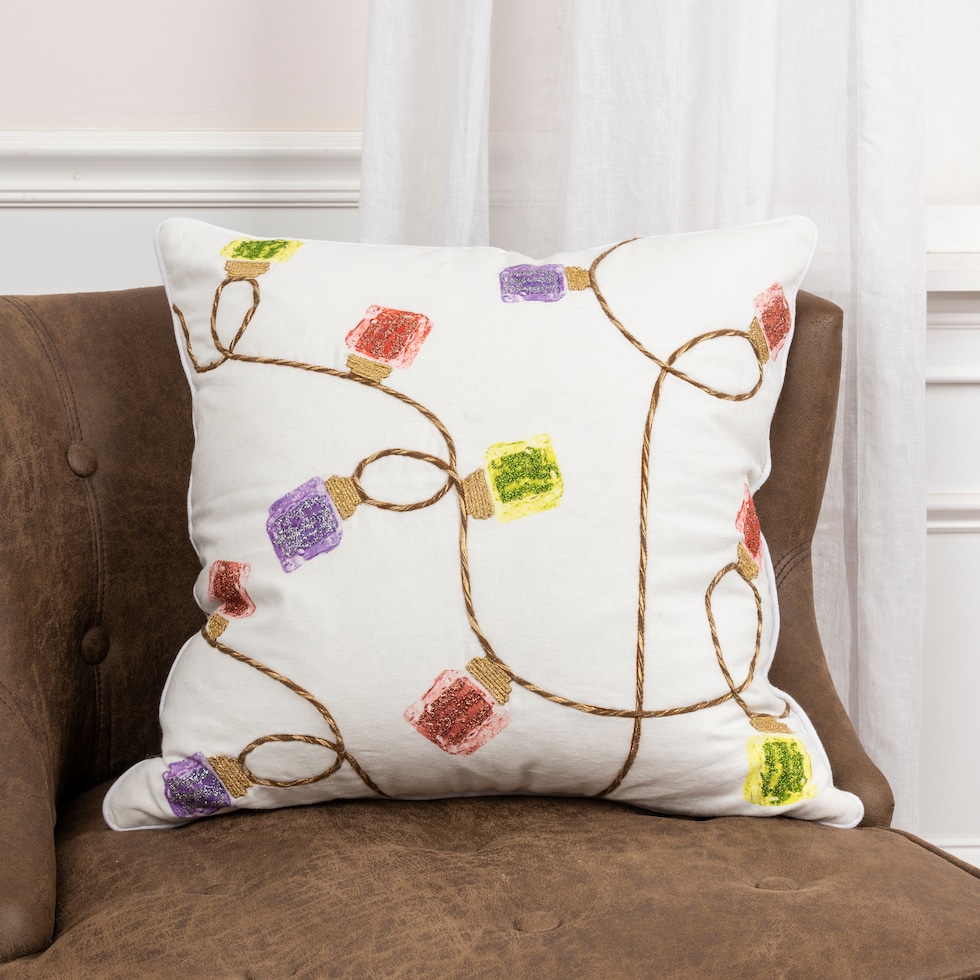 string lights white accent pillow   