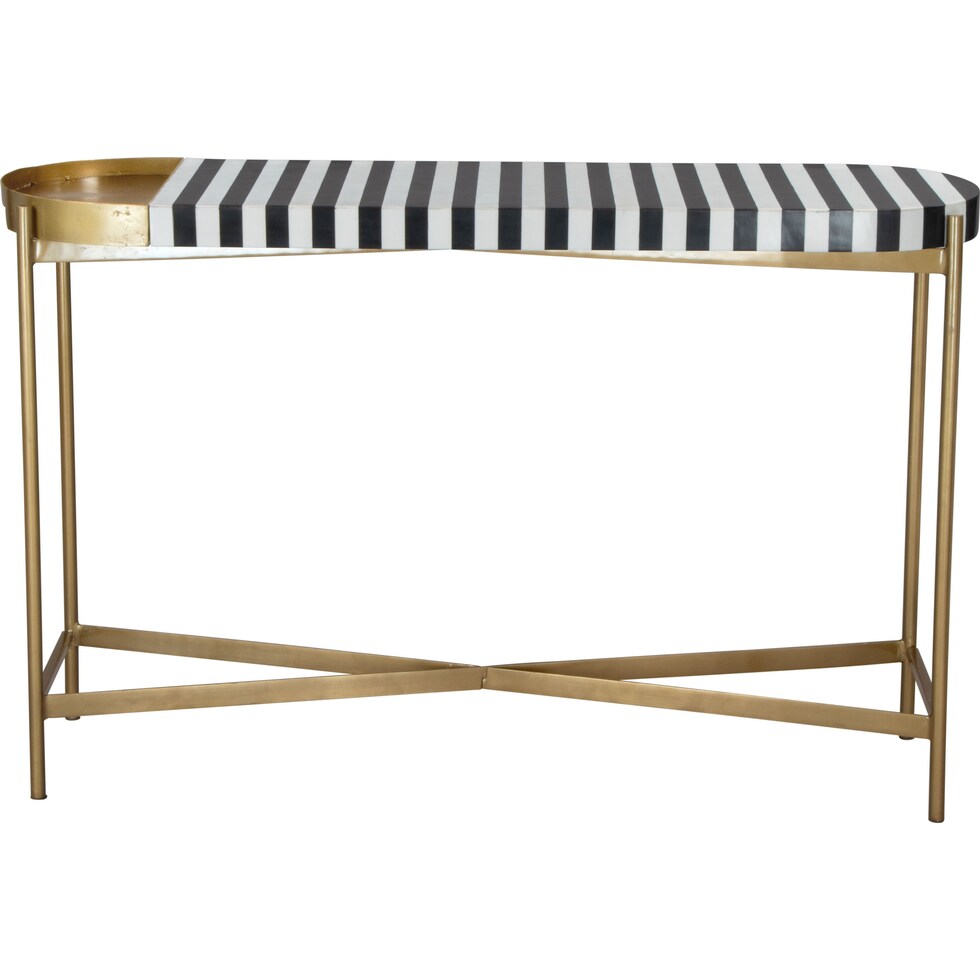 stripes white black gold console table   