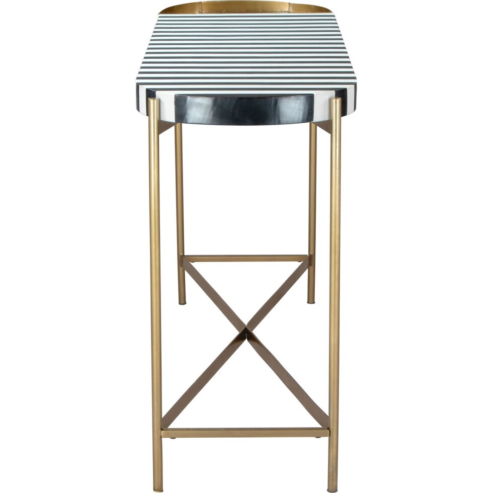 stripes white black gold console table   