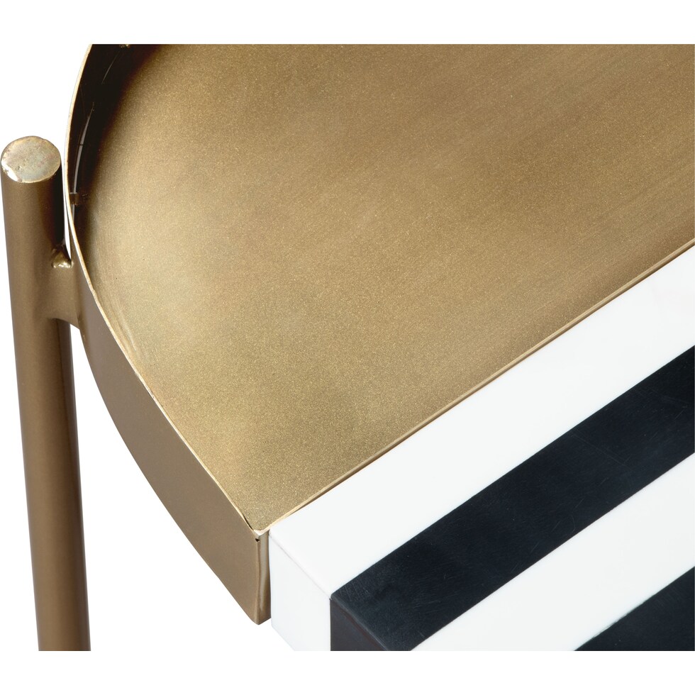 stripes white black gold console table   
