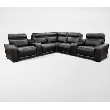 Summit Triple-Power 7-Piece Reclining Sectional with Immersive Sound and Two Consoles
