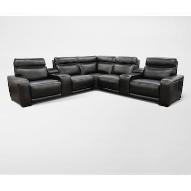 Summit Triple-Power 7-Piece Reclining Sectional with Immersive Sound and Two Consoles