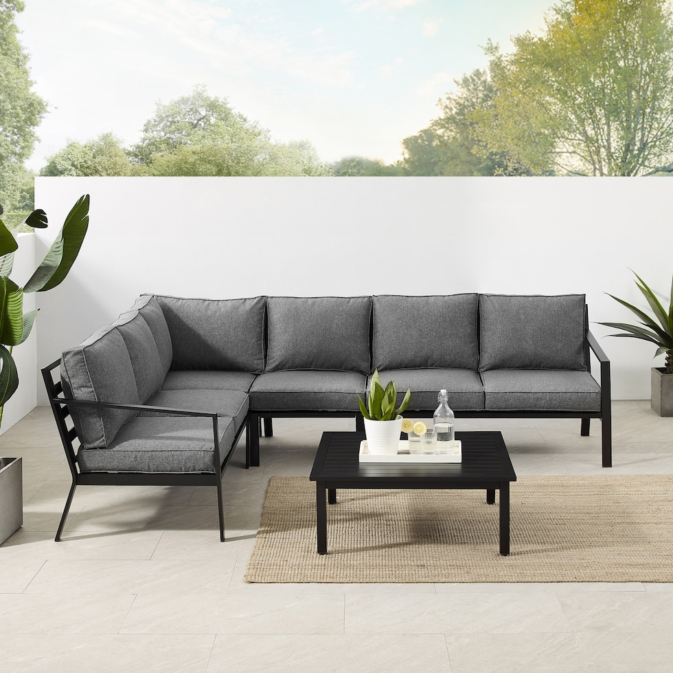 sun terrace gray outdoor sectional set   