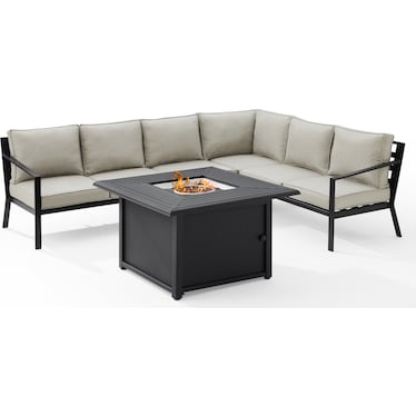 Sun Terrace 5-Piece Outdoor Sectional and Fire Pit Set