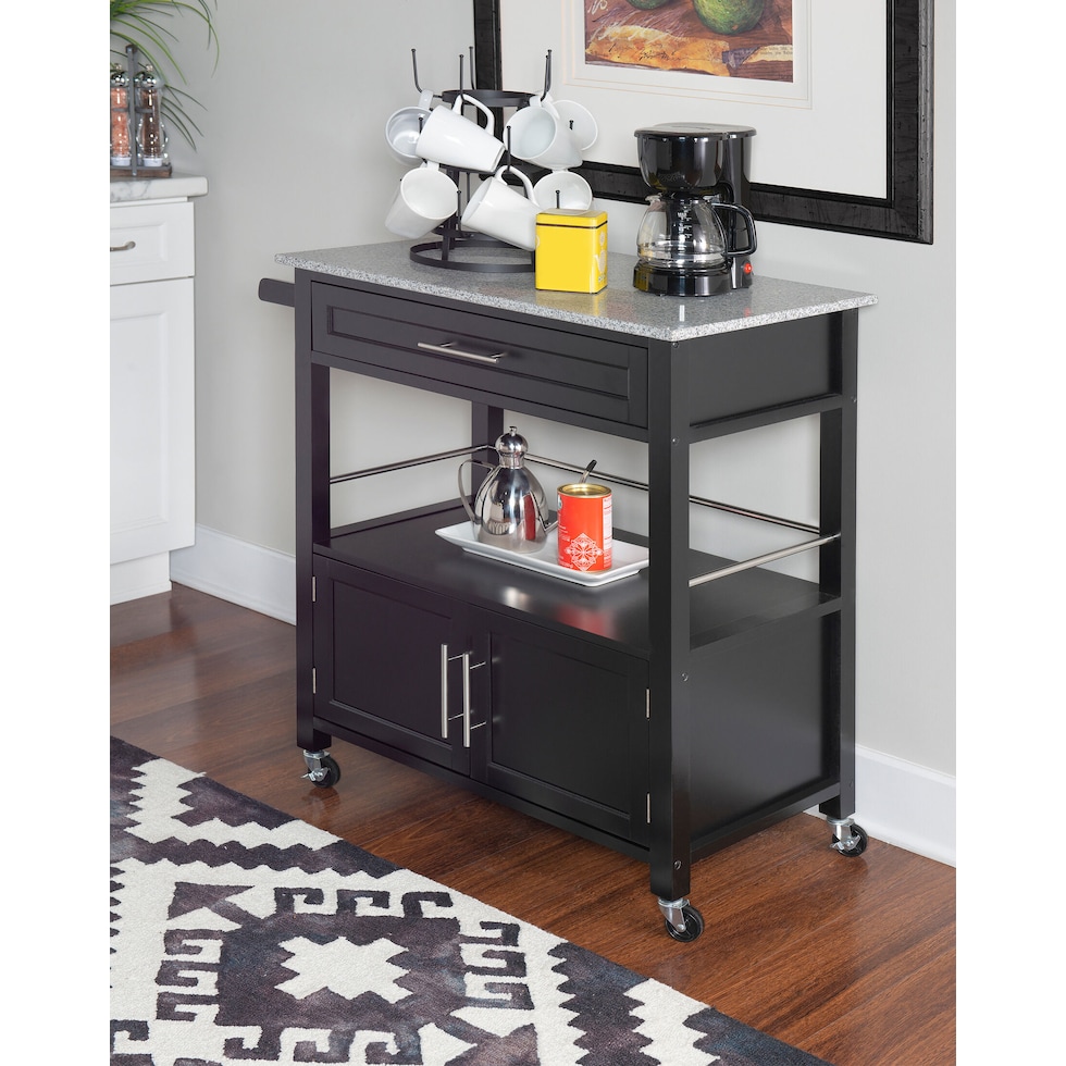 swanson black kitchen cart   