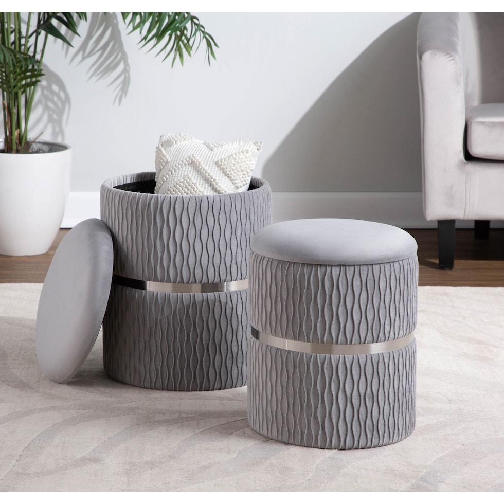 swift chrome silver ottoman   