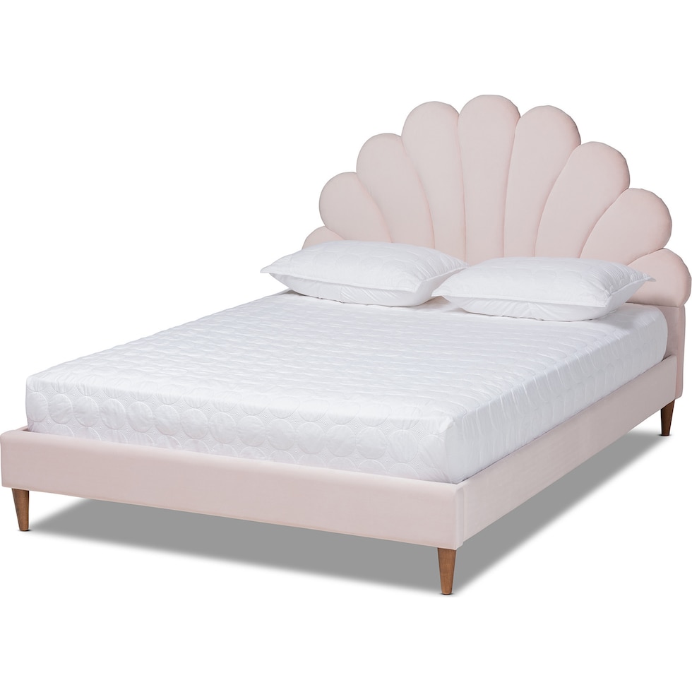 sydel light pink walnut queen bed   