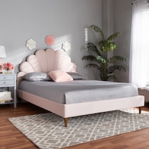 sydel light pink walnut queen bed   