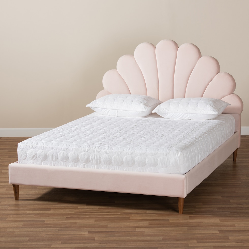 sydel light pink walnut queen bed   