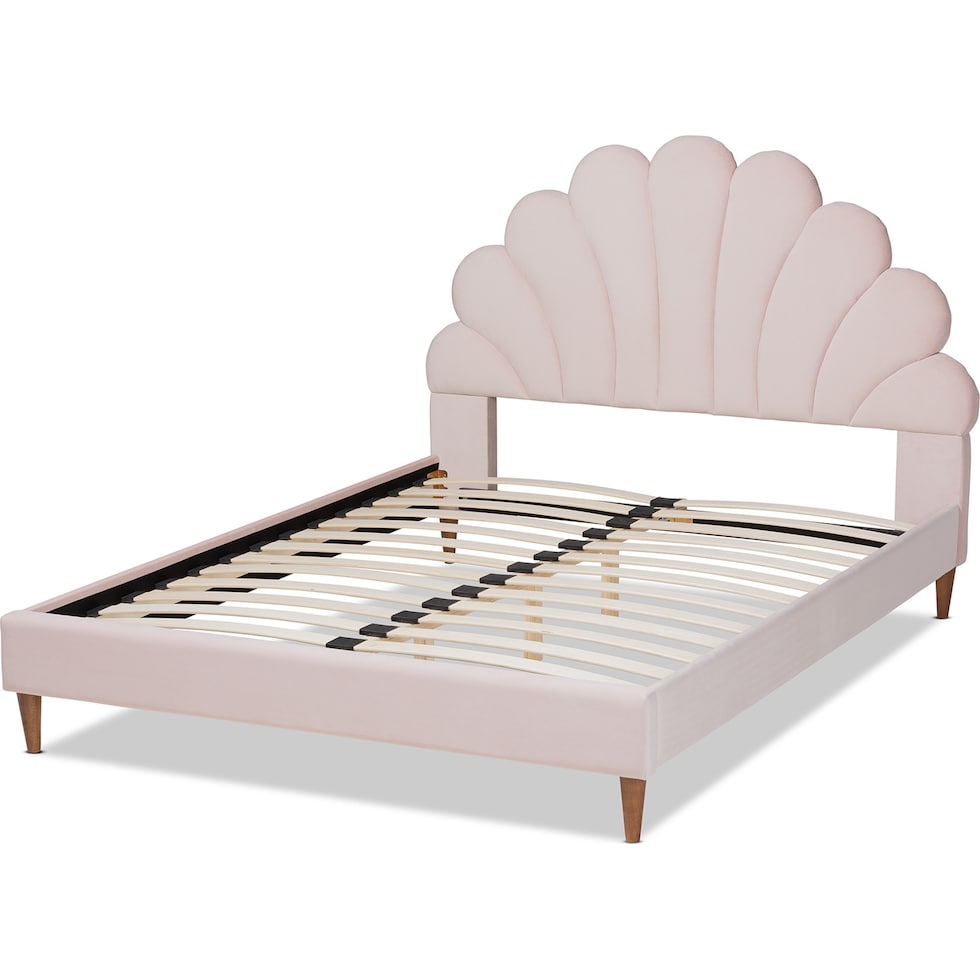 sydel light pink walnut queen bed   