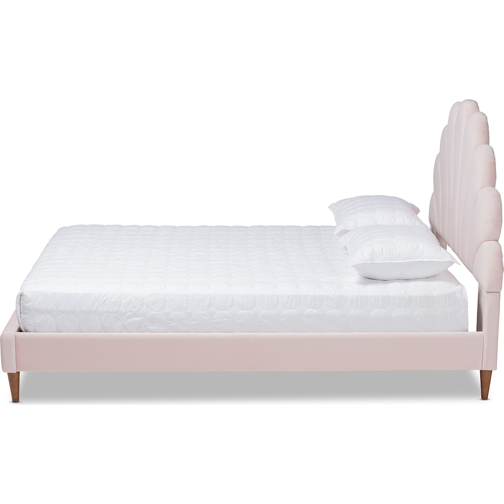 sydel light pink walnut queen bed   