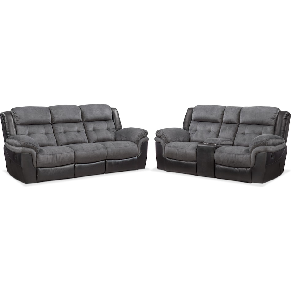 Manual Reclining Sofa and Loveseat Set American Signature Furniture
