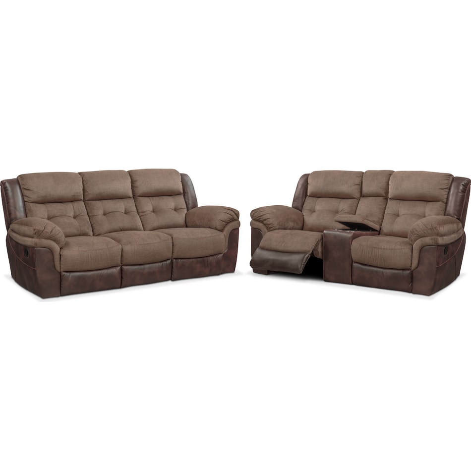 Manual Reclining Sofa and Loveseat Set American Signature Furniture