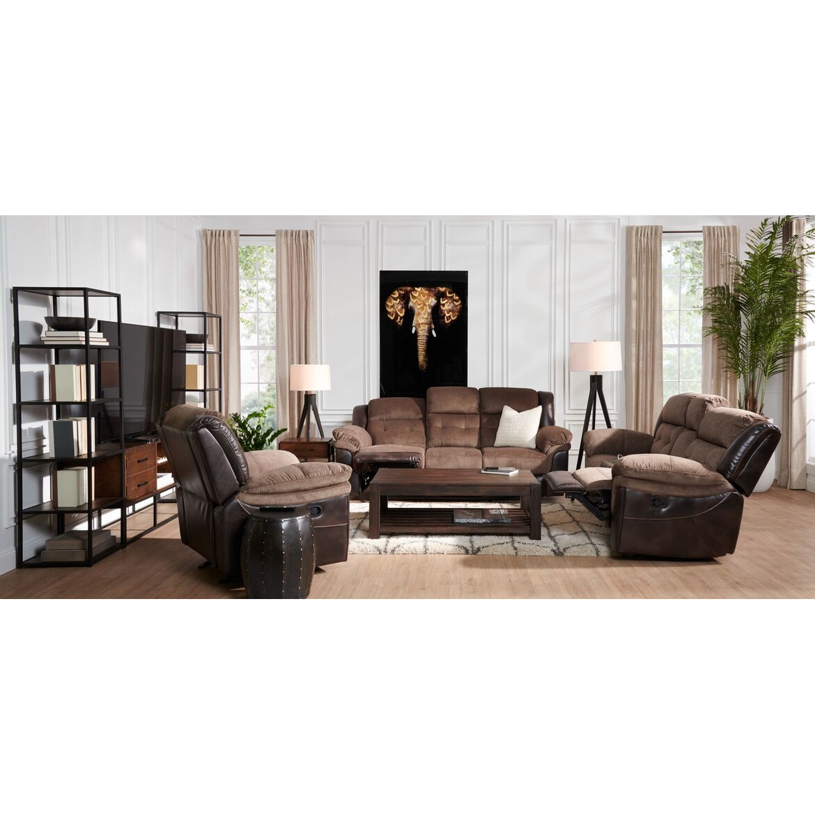 Manual Reclining Sofa and Loveseat Set American Signature