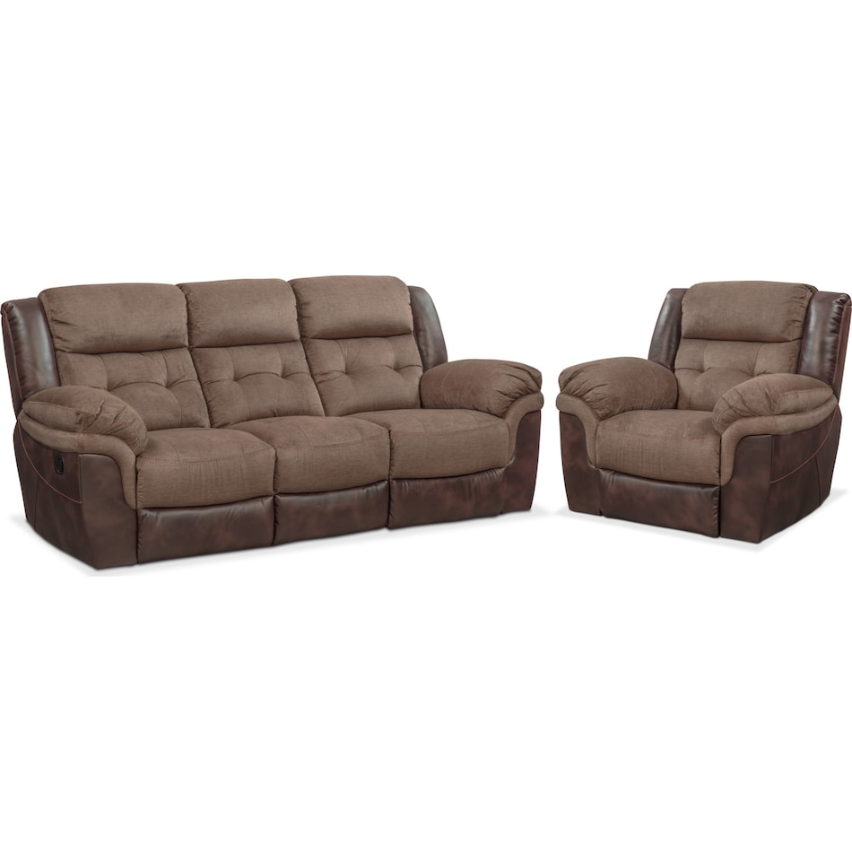 Manual Reclining Sofa and Glider Recliner Set American Signature Furniture