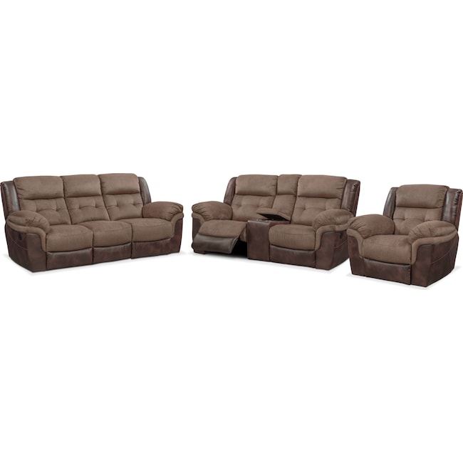 Living Room Furniture - Tacoma Manual Reclining Sofa, Loveseat and Glider Recliner