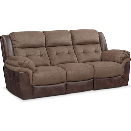 Tacoma Manual Reclining Loveseat, Brown Leather Double Recliner Sofa