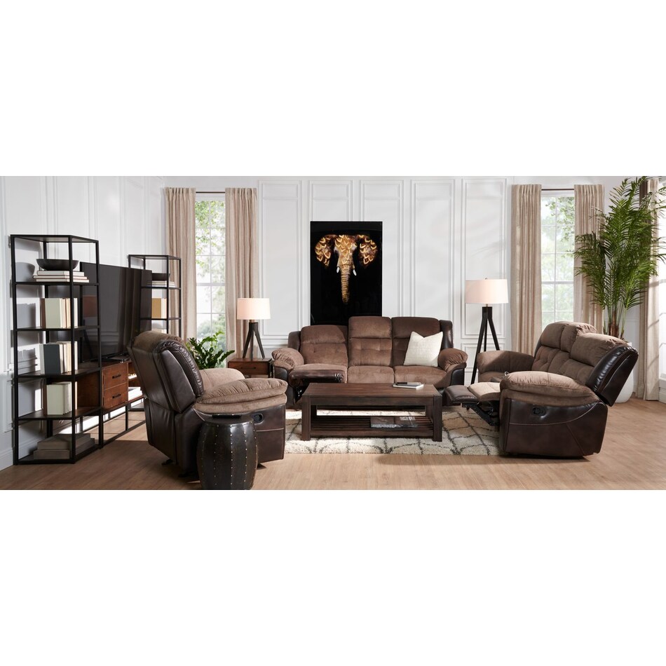 Manual Reclining Sofa Brown American Signature Furniture